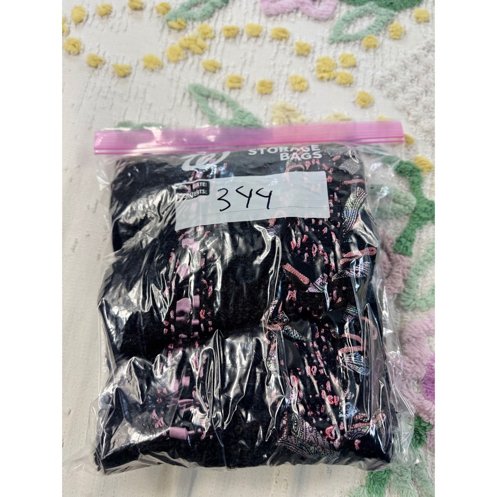 Hand Woven by M. J. Lillard  vtg  Knit Vest Black Pink Ribbon Fringe Textured - Picture 8 of 8